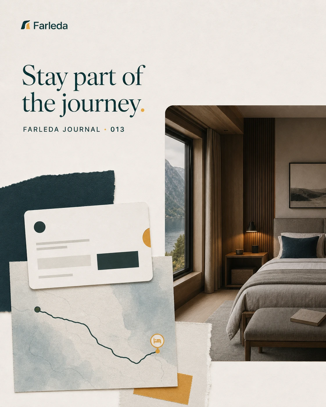 Farleda sustainable stay artwork connecting a rail route to a hotel