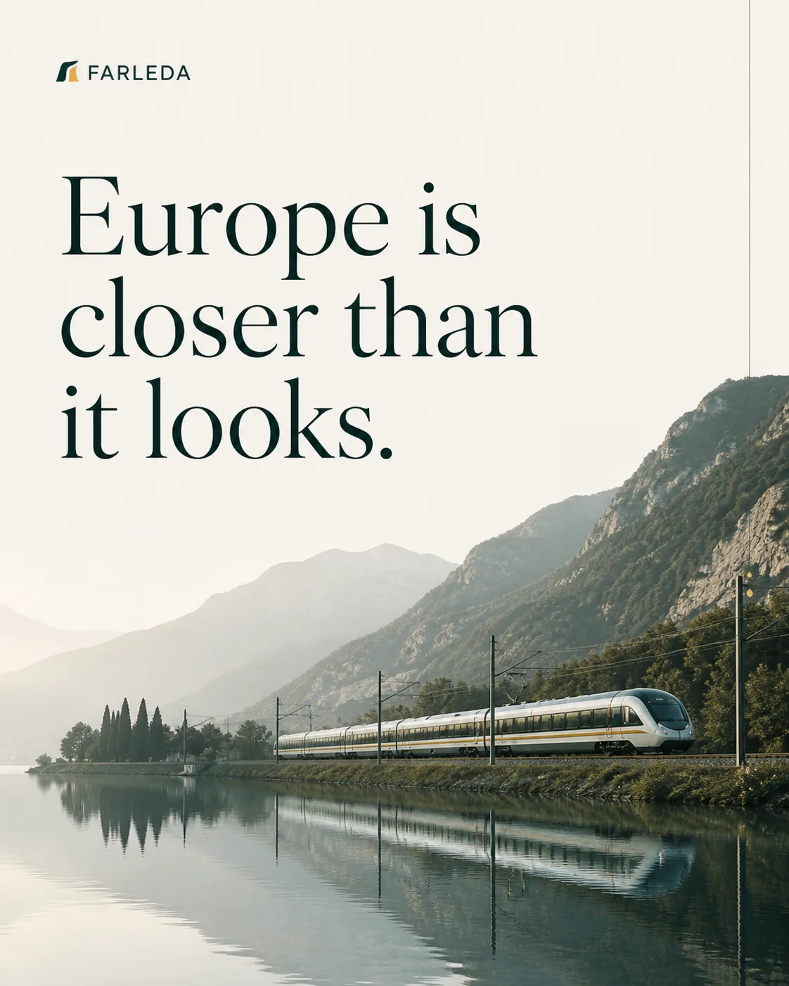 Farleda launch artwork introducing train-first European travel